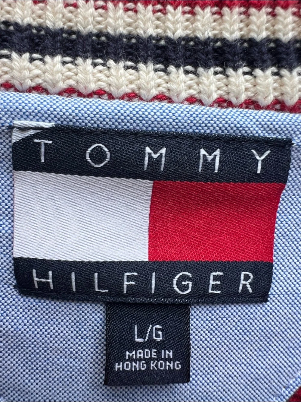 TOMMY HILFIGER Red Cotton Knit Crewneck Classic Sweater Mens Large